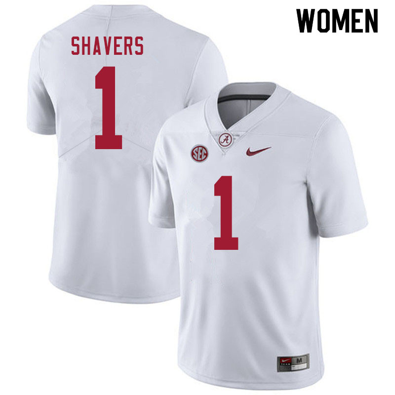 Alabama Crimson Tide Women's Tyrell Shavers #1 White NCAA Nike Authentic Stitched 2020 College Football Jersey WR16H44NY